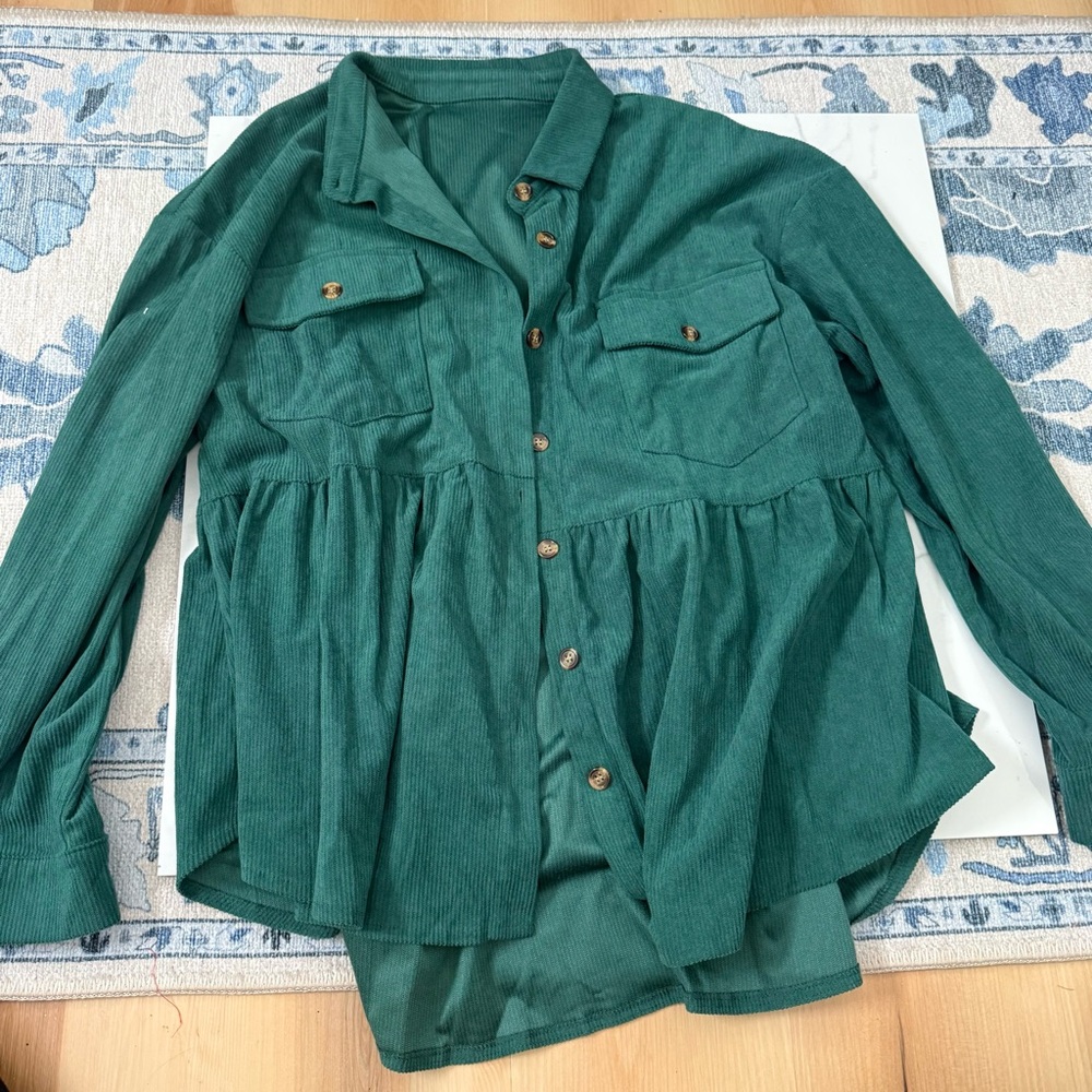 SHEIN Green Button Down Shirt